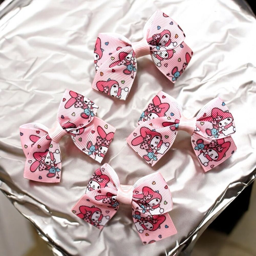 🤯5/$25🤯 Set Of 4 My Melody Pink Cute Hair Bows For Girls